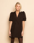 LIZZY PUFF SLEEVE BLAZER DRESS DARK BROWN