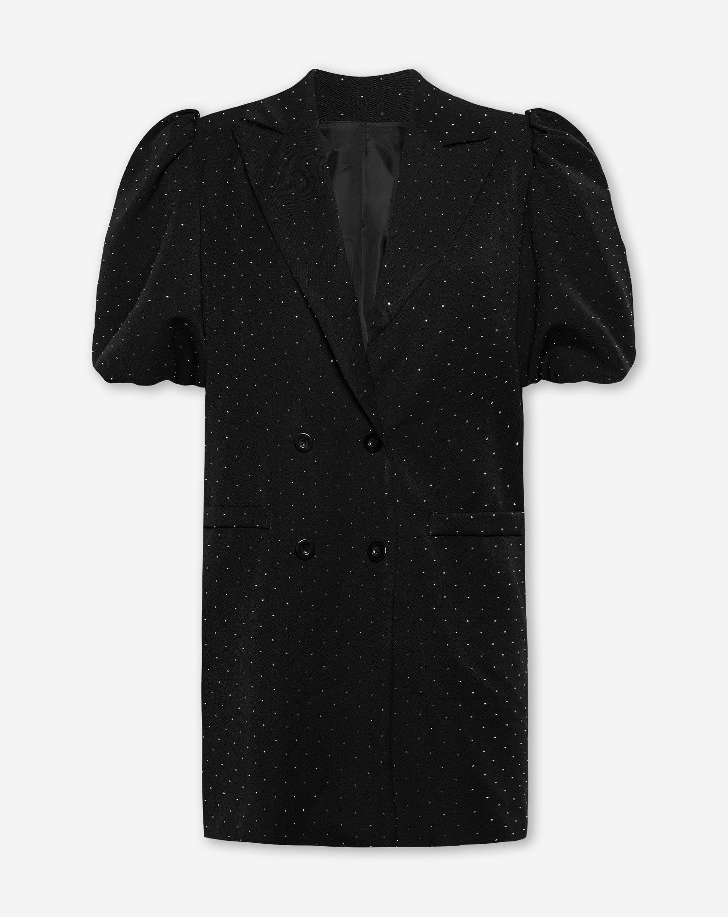 DIAMOND PUFF SLEEVE BLAZER DRESS BLACK