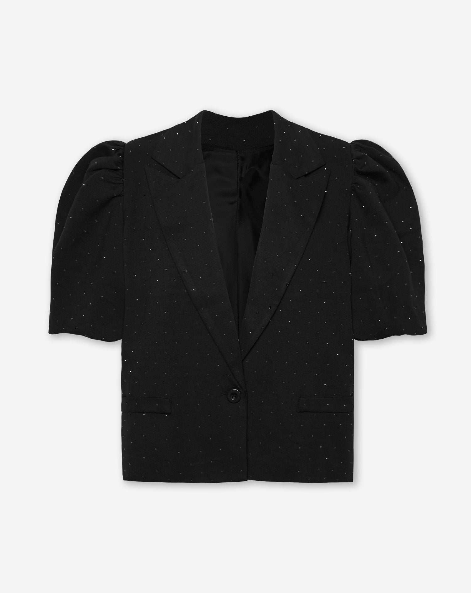 SANNE DIAMOND STUDS PUFF SLEEVE BLAZER BLACK