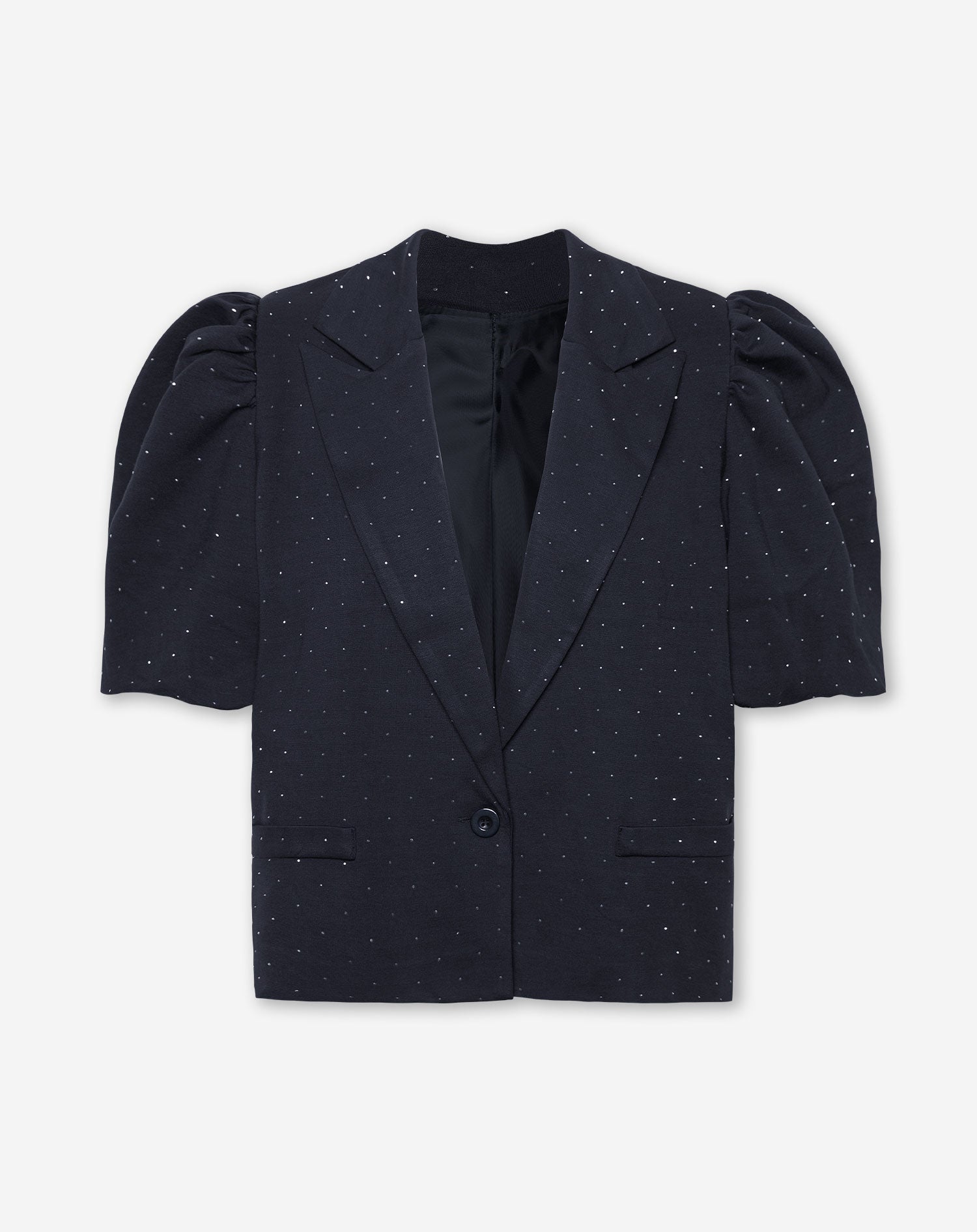 SANNE DIAMOND STUDS PUFF SLEEVE BLAZER NAVY