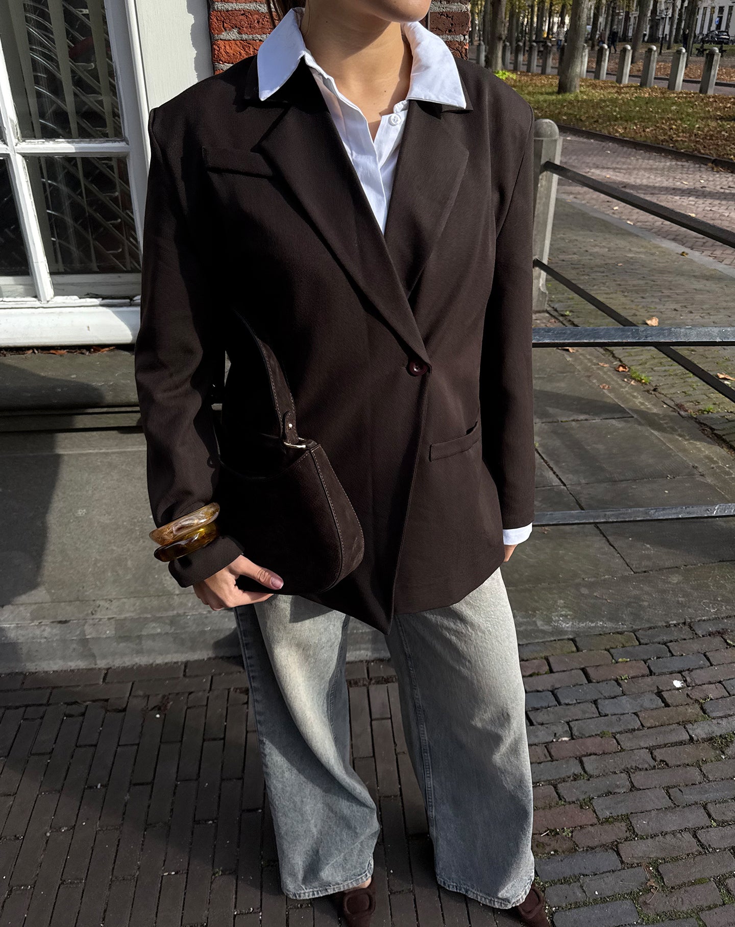 IRIS BOXY BLAZER DARK BROWN