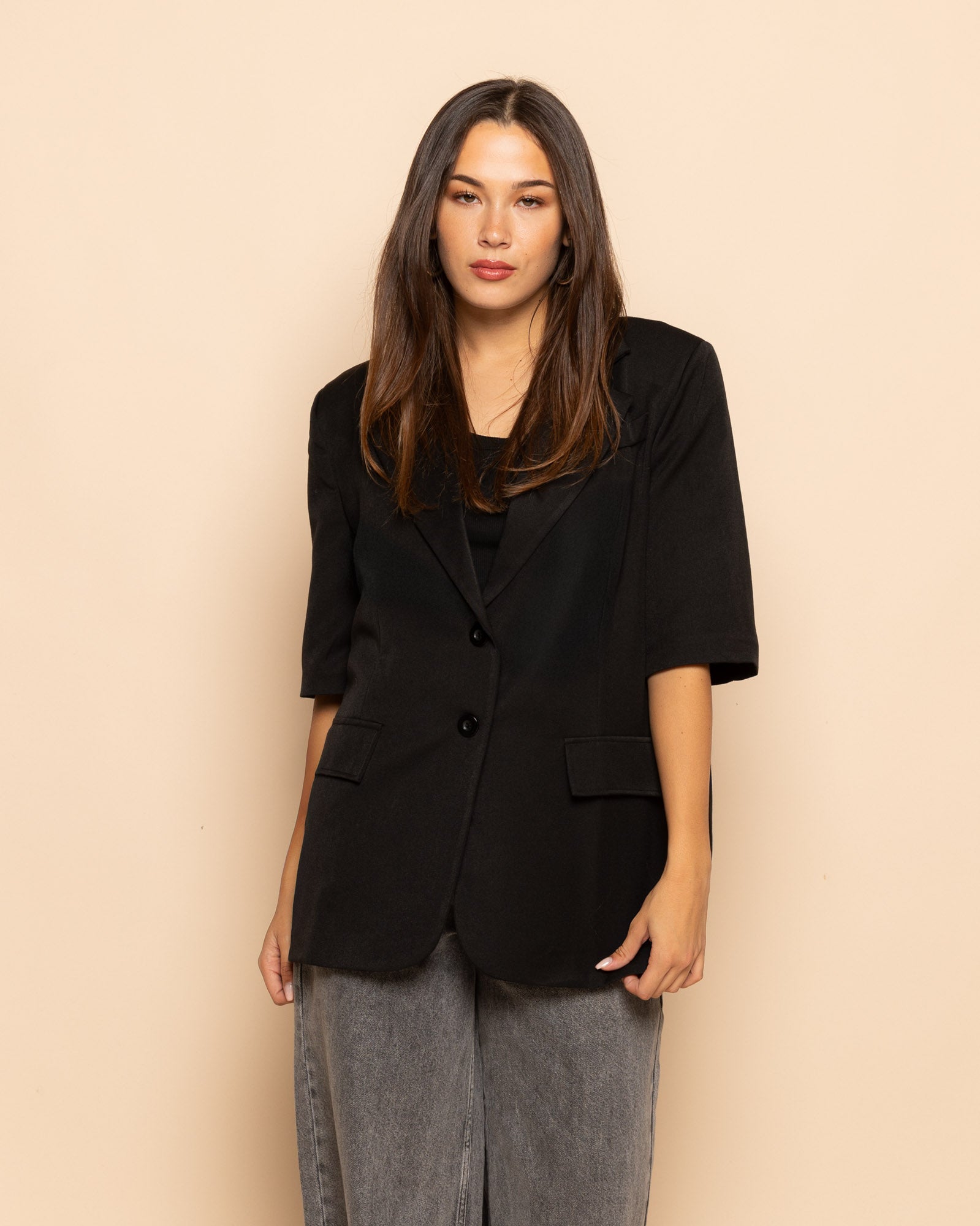 SHORT SLEEVE BLAZER ZWART