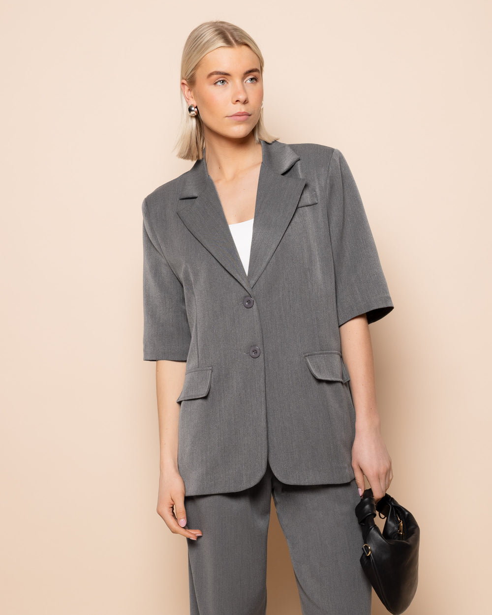 SHORT SLEEVE BLAZER GRIJS | Most Wanted