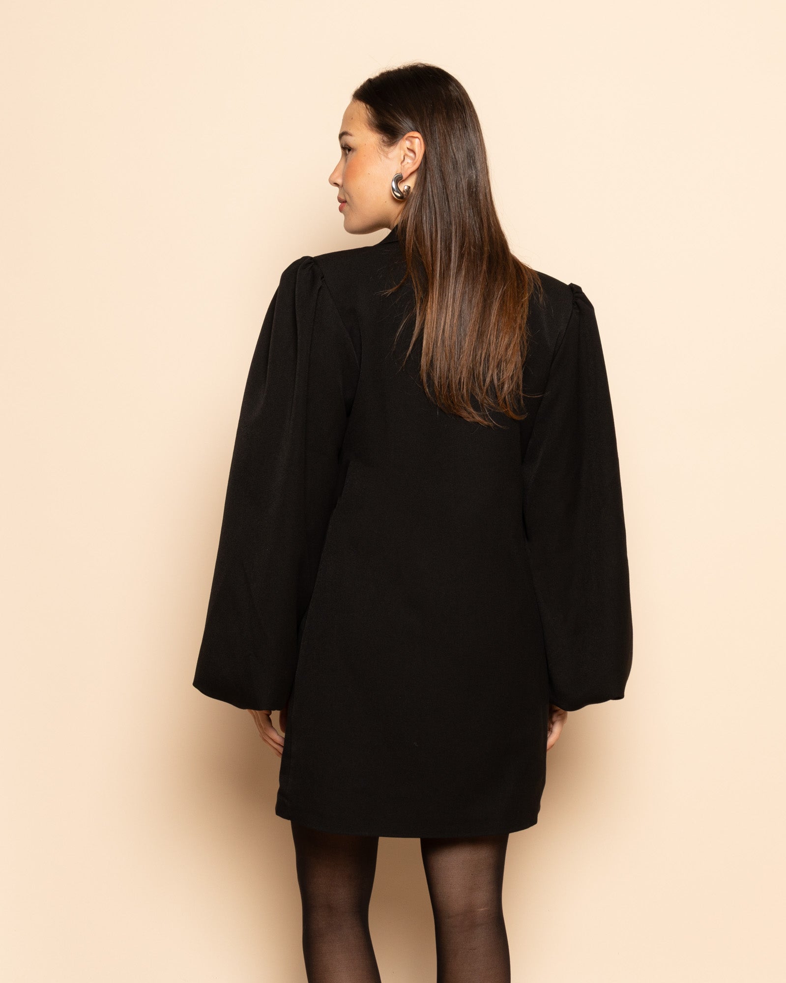 PUFF LONG SLEEVE BLAZER DRESS ZWART