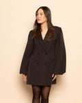 PUFF LONG SLEEVE BLAZER DRESS BROWN