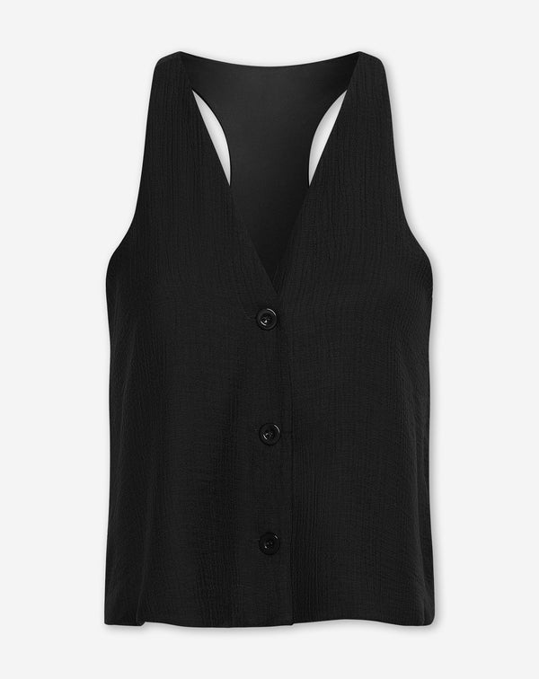 VIVIAN VISCOSE GILET ZWART
