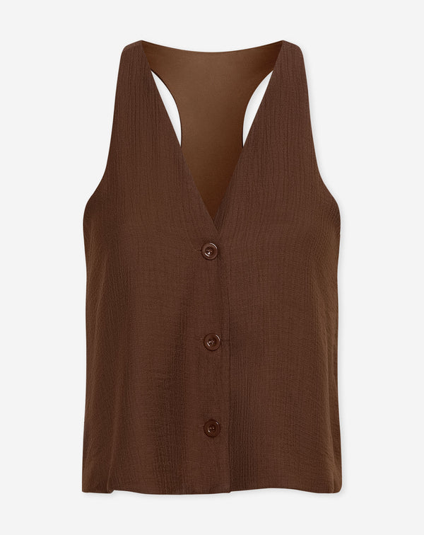 VIVIAN VISCOSE GILET BRUIN