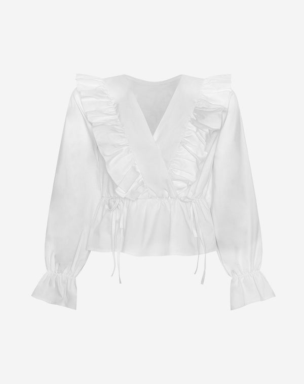 JADE POPLIN RUFFLE TOP WIT
