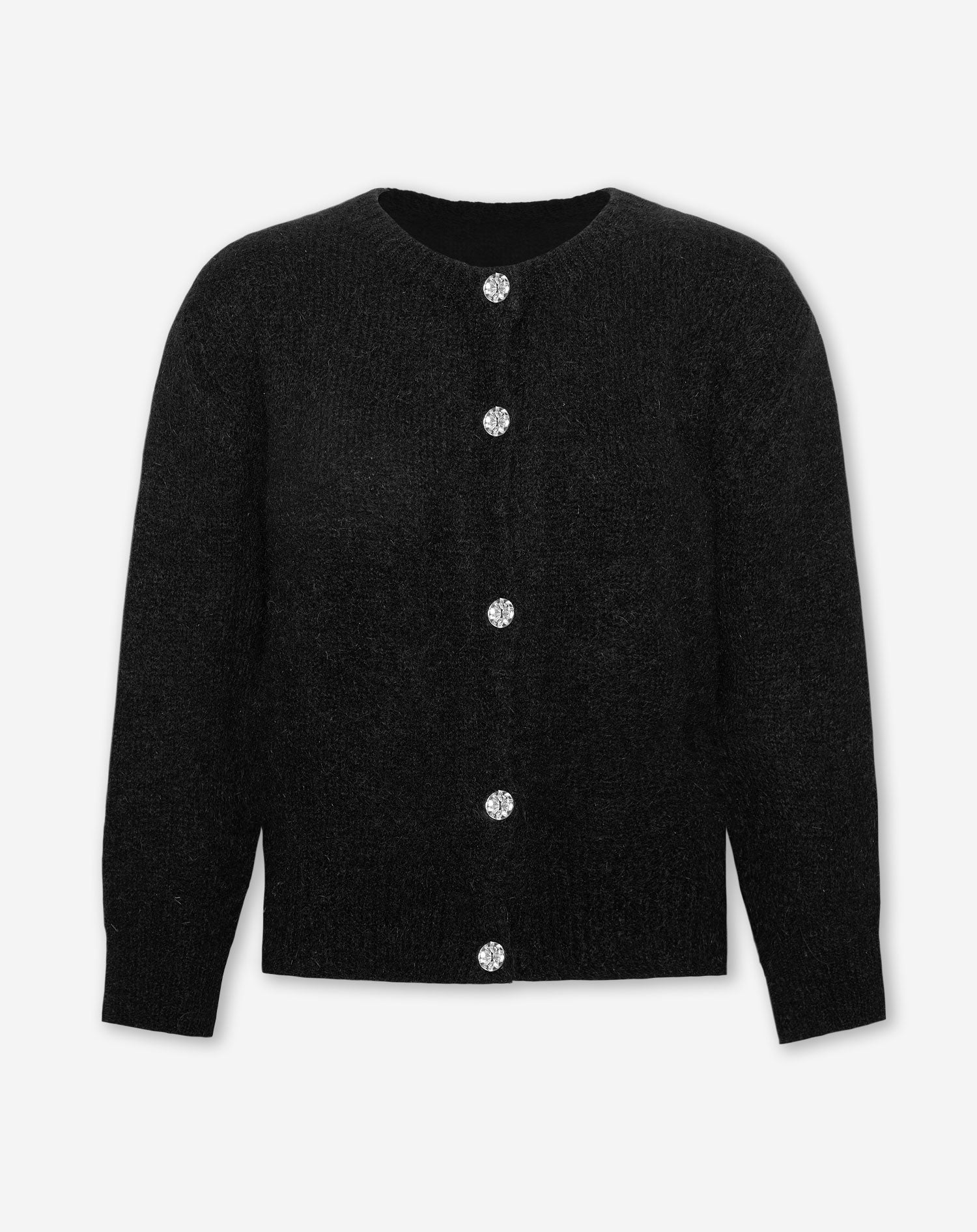 MOHAIR FANCY BUTTON CARDIGAN BLACK