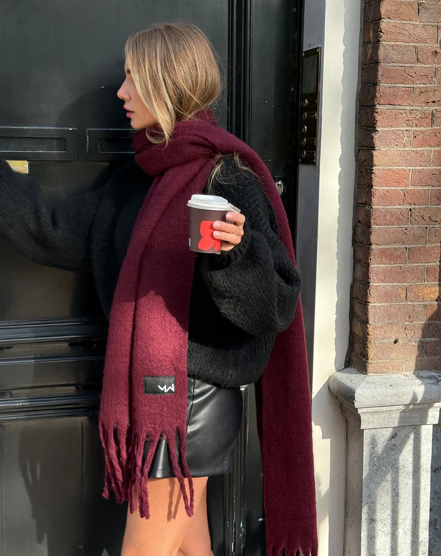 WOVEN SCARF BURGUNDY