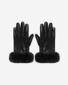 FAUX LEATHER FAUX FUR GLOVES ZWART