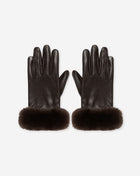 FAUX LEATHER FAUX FUR GLOVES BRUIN