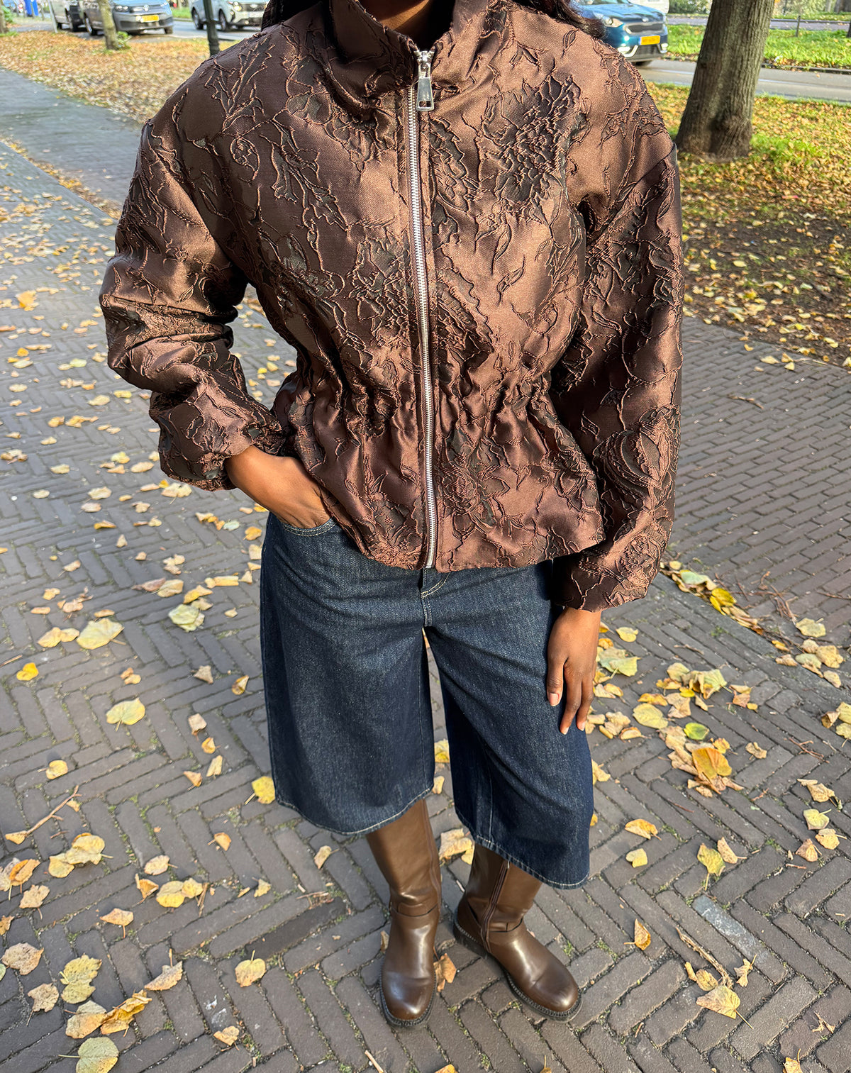 JUNO JACQUARD JACKET BROWN