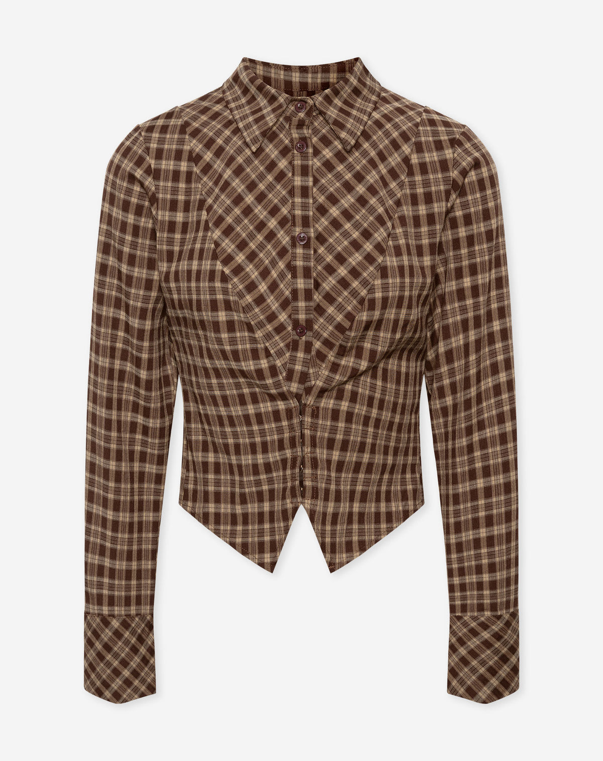ISAYA FITTED CHECK BLOUSE BRUIN
