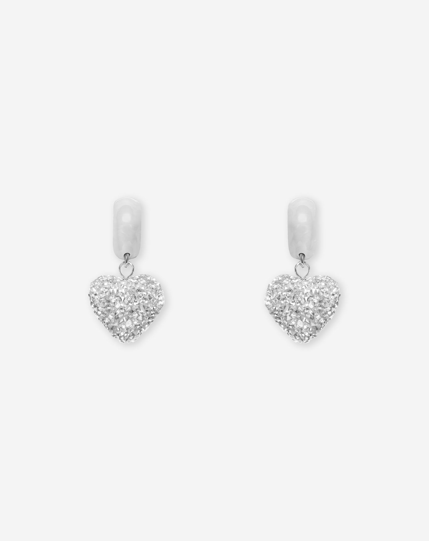 HEART STRASS HOOP EARRINGS SILVER