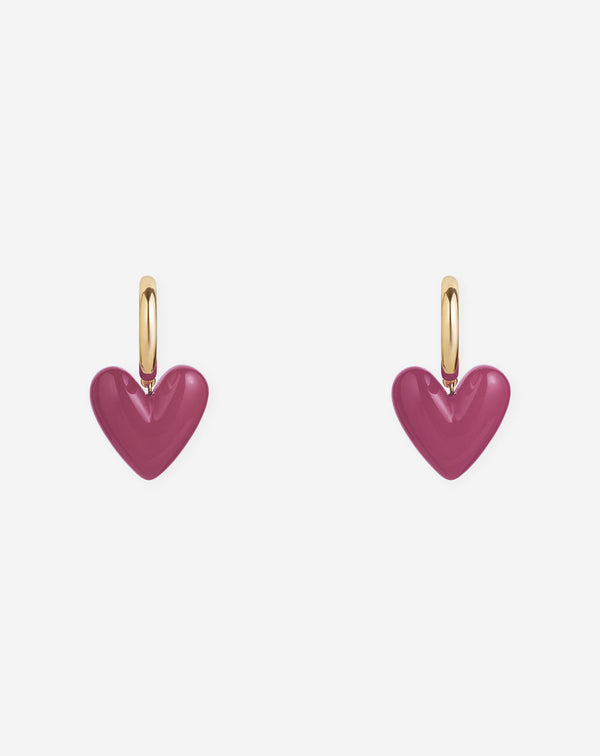 HEART COLORED HOOP EARRINGS FUCHSIA