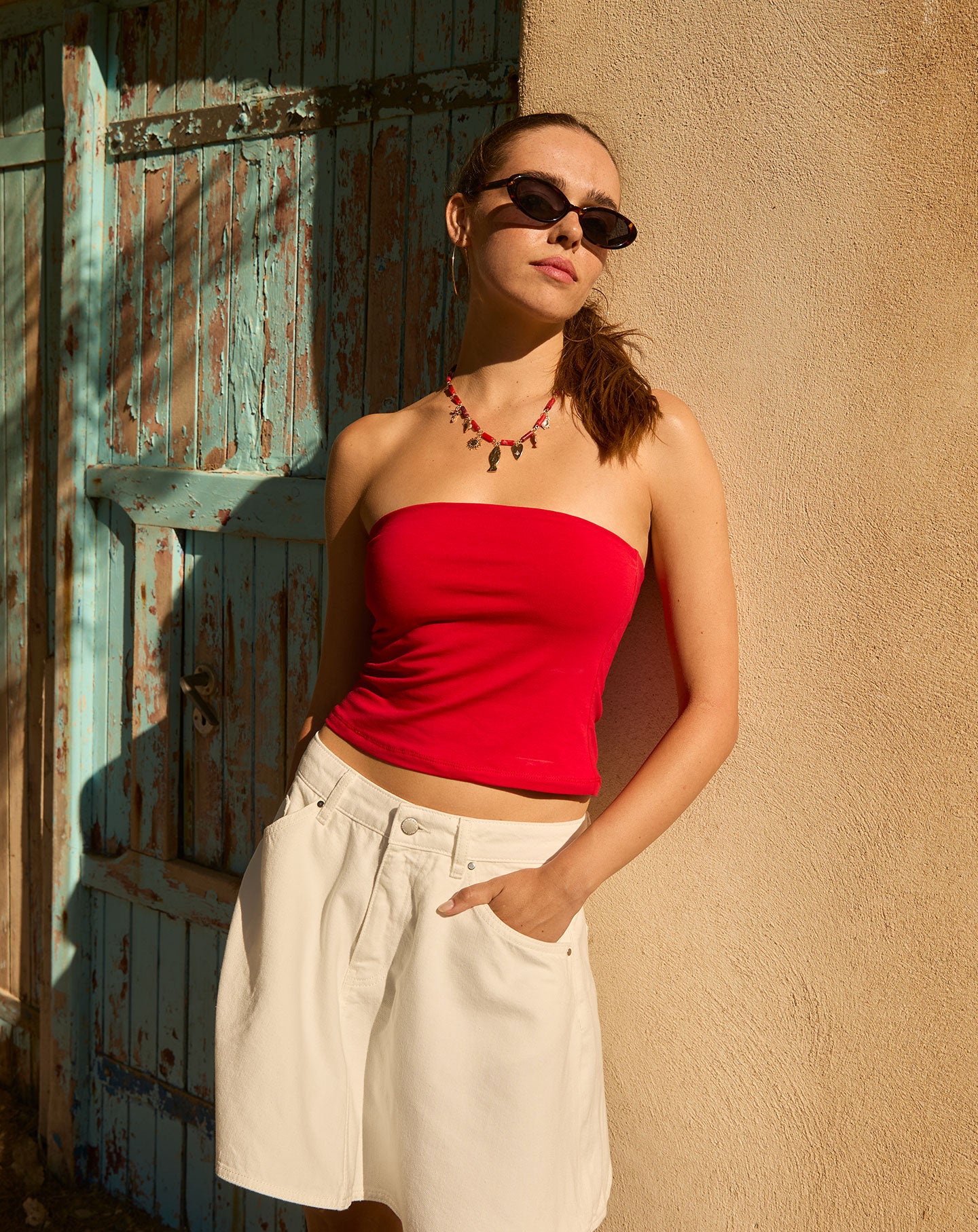 SUMMER BEADS CHARM NECKLACE RED