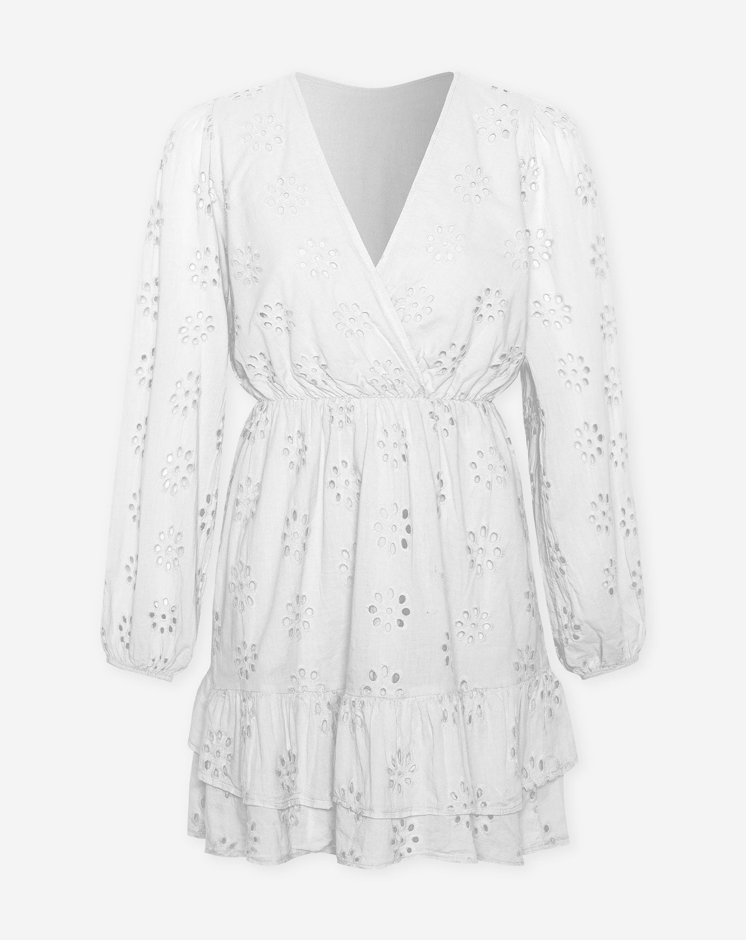 ISABEL BRODERIE RUFFLE DRESS WHITE