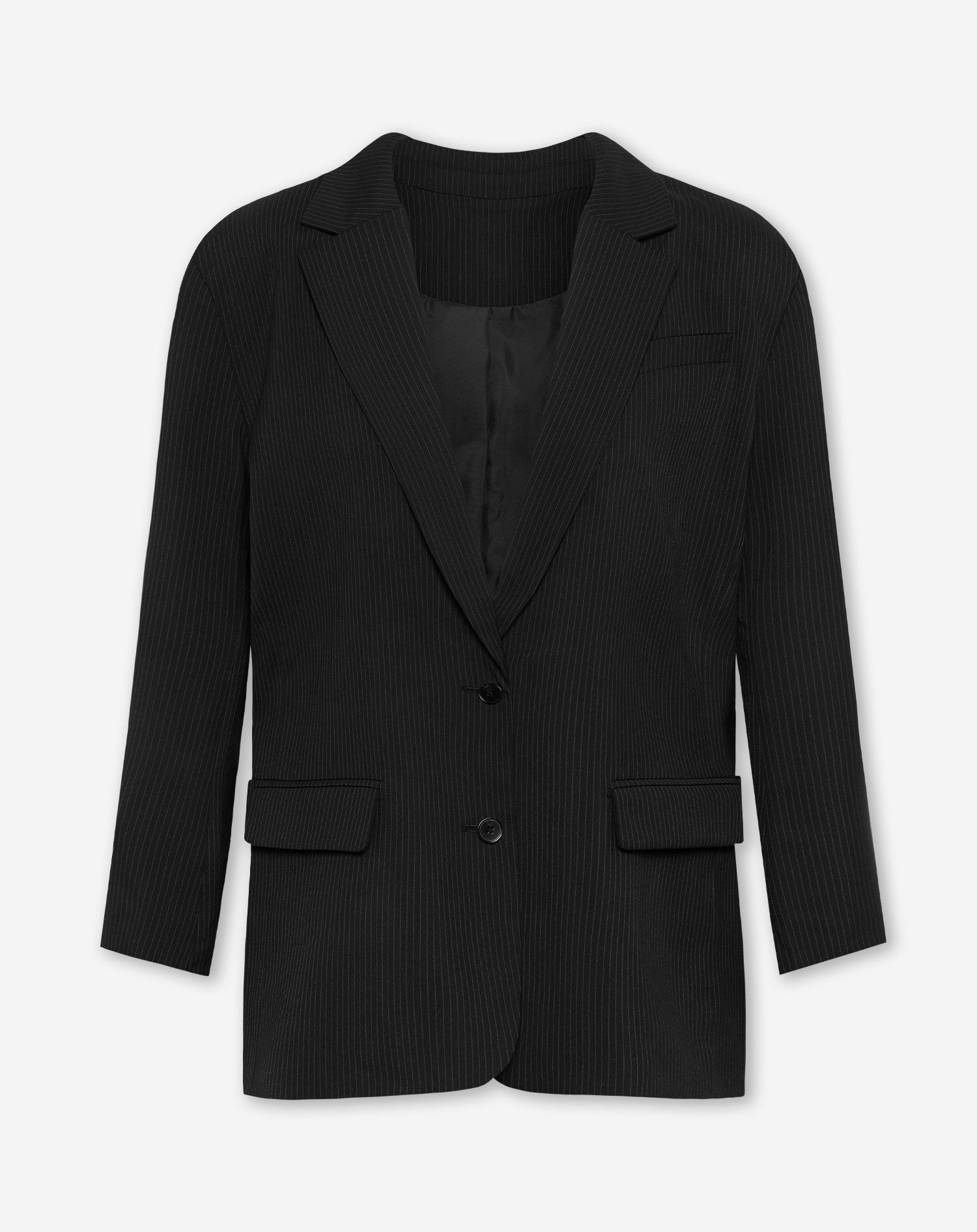 SAAR PINSTRIPE OVERSIZED BLAZER BLACK