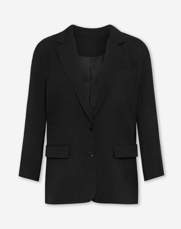 SAAR PINSTRIPE OVERSIZED BLAZER BLACK