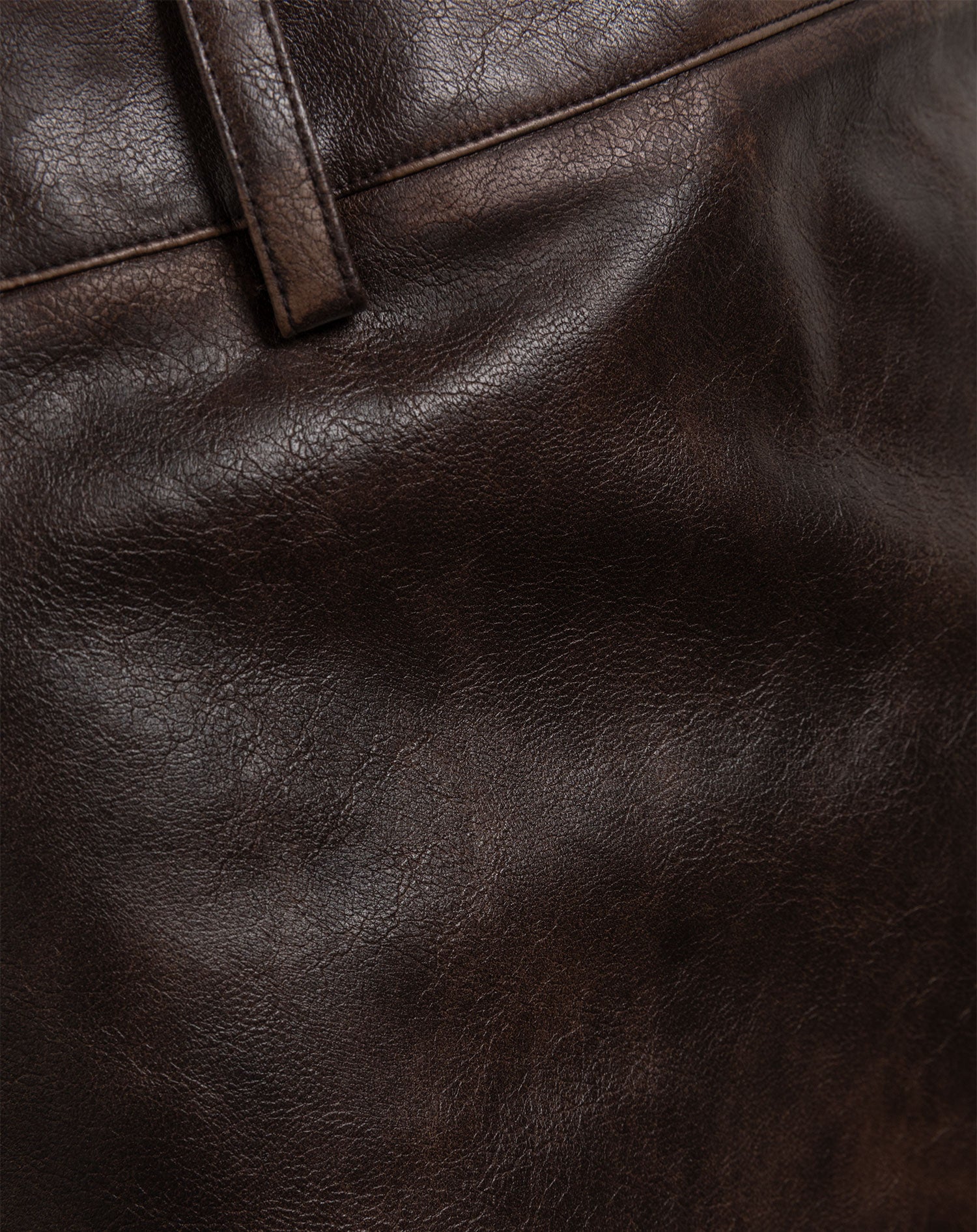 VINTAGE FAUX LEATHER SKIRT BROWN