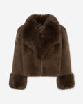 FAUX FUR CUFF COAT BROWN
