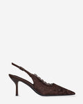 OLIVIA LACE SLINGBACK HEELS BROWN