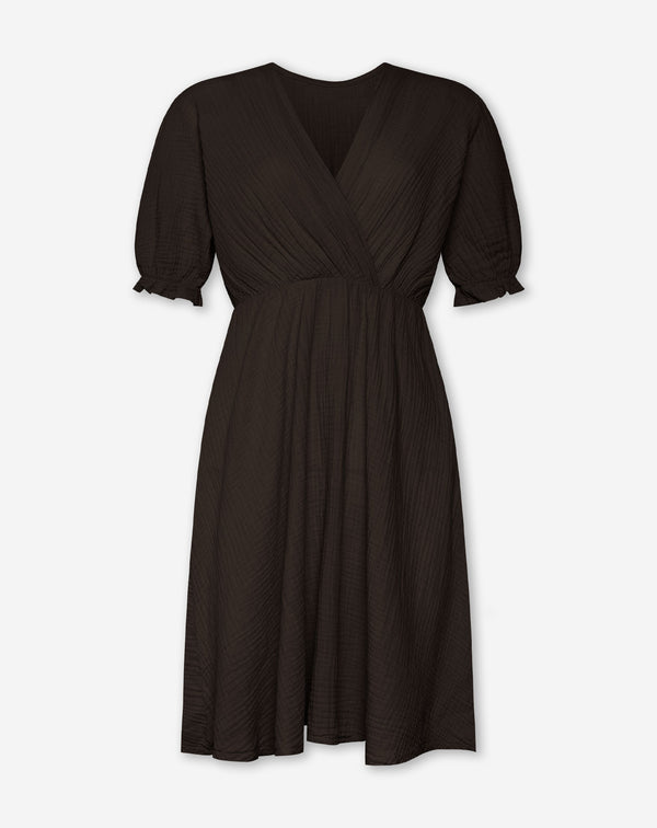 DILA MOUSSELINE DRESS BROWN