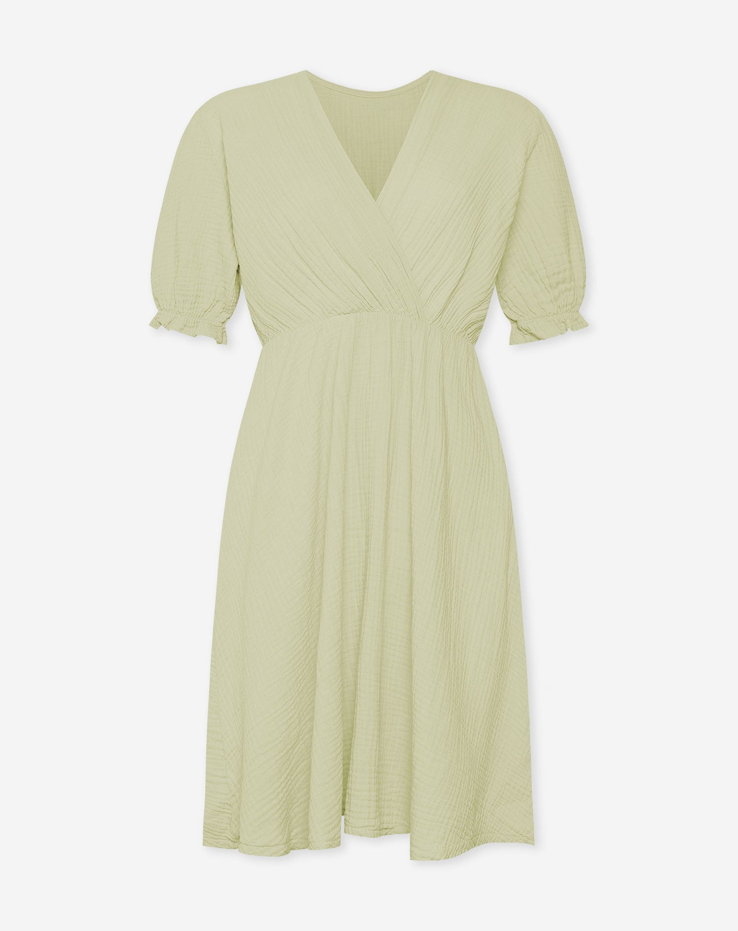 DILA MOUSSELINE DRESS LICHT OLIJFGROEN