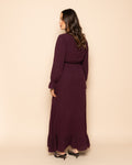 MOUSSELINE MAXI RUFFLE DRESS DARK BURGUNDY