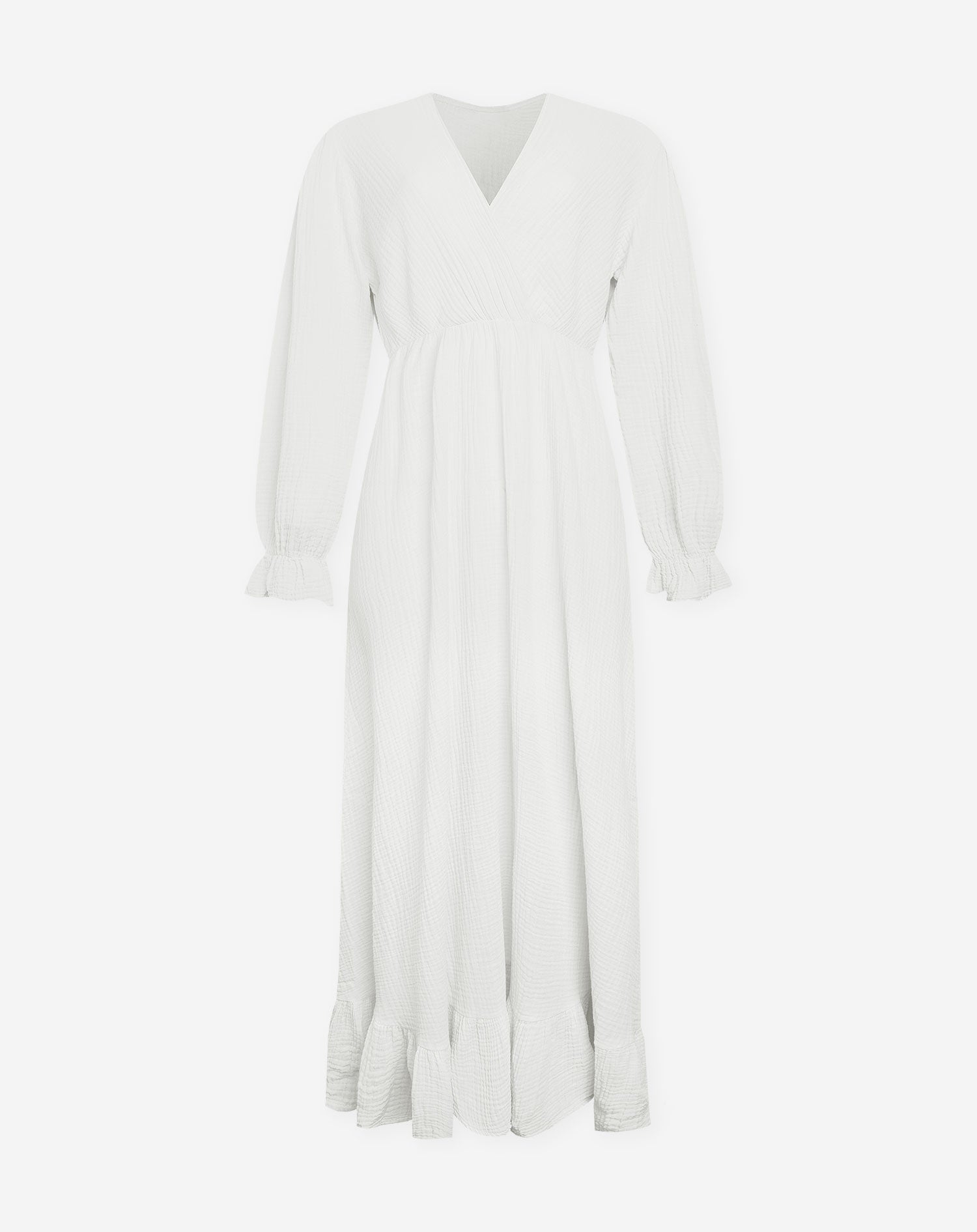 MOUSSELINE MAXI RUFFLE DRESS CRÈME