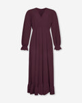 MOUSSELINE MAXI RUFFLE DRESS DARK BURGUNDY