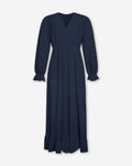 MOUSSELINE MAXI RUFFLE DRESS NAVY