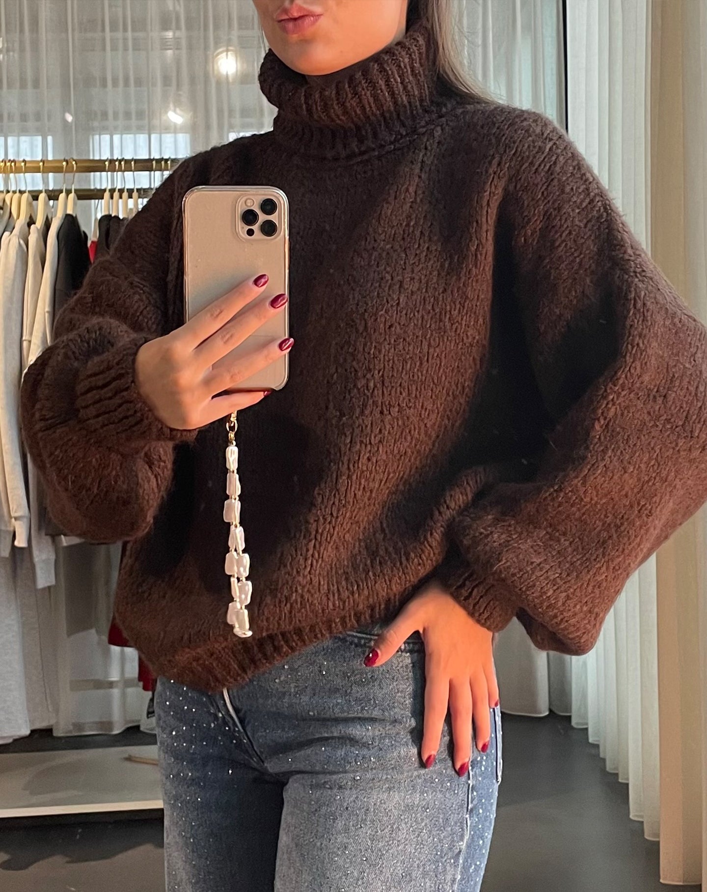 JAMIE COL KNIT BROWN