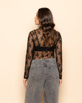 LAUREN SEQUINS MESH TOP BLACK