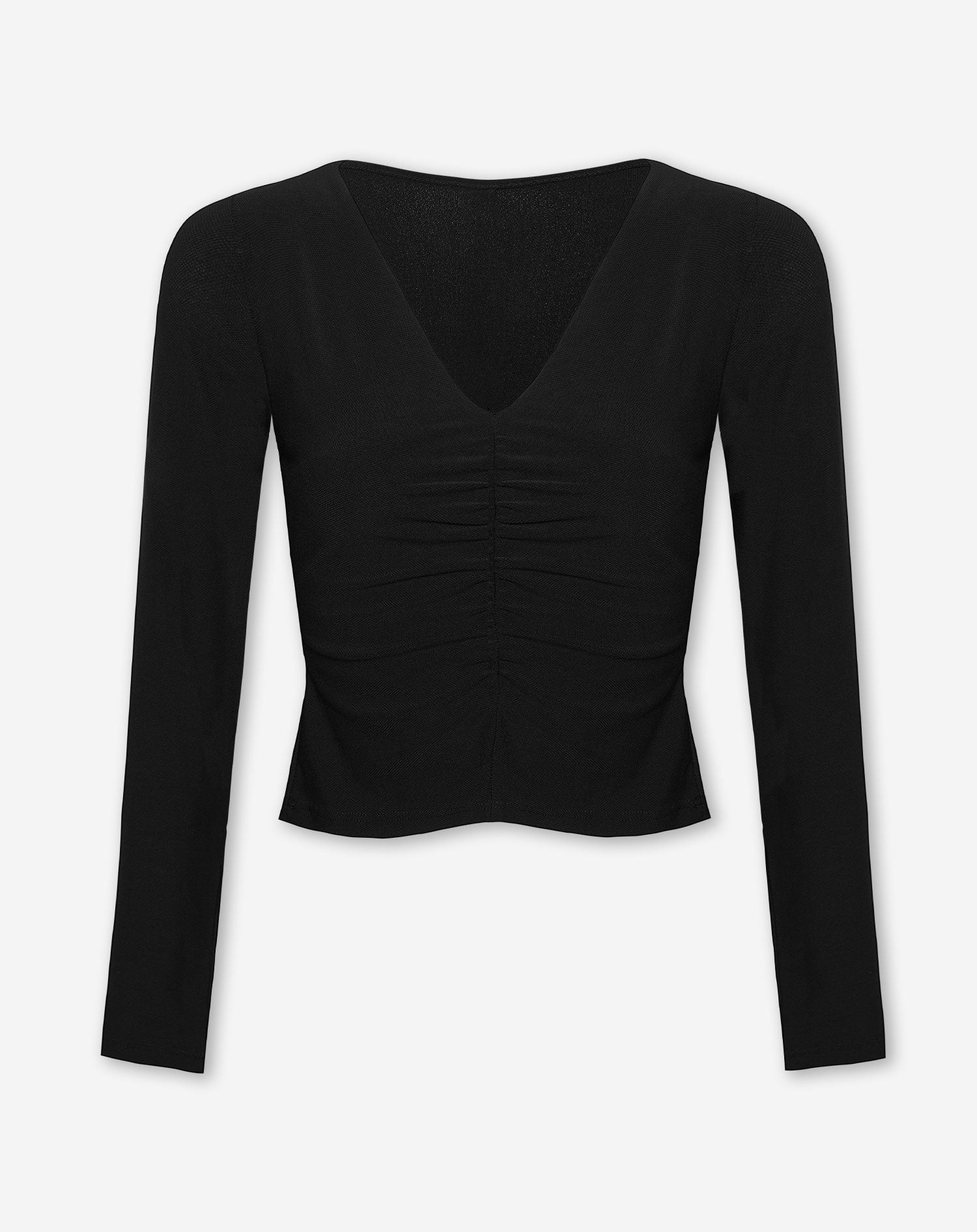 FIONA RUCHED TOP BLACK