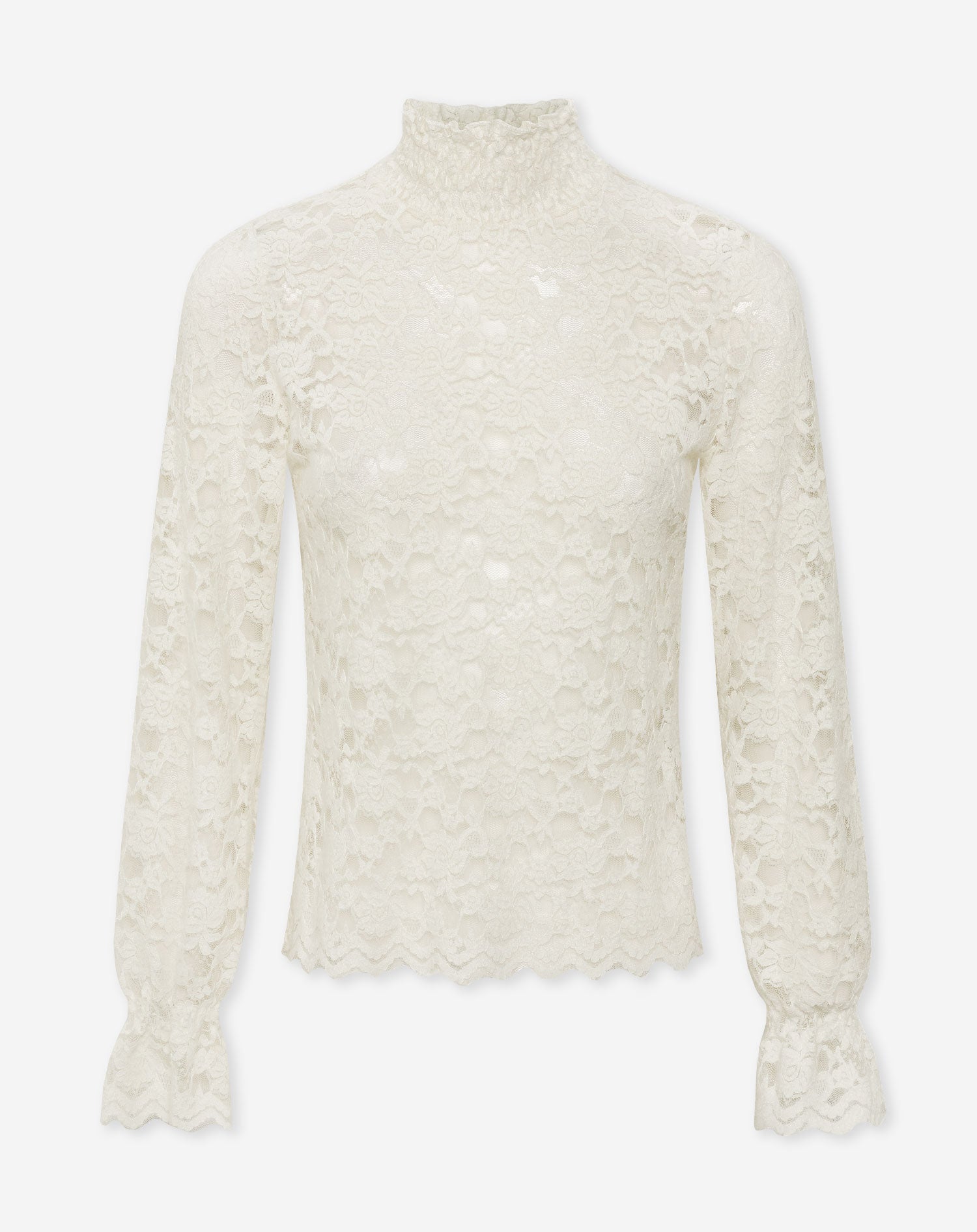 VELVET LACE COL TOP CREME