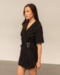 BUCKLE SHORT SLEEVE PLAYSUIT ZWART