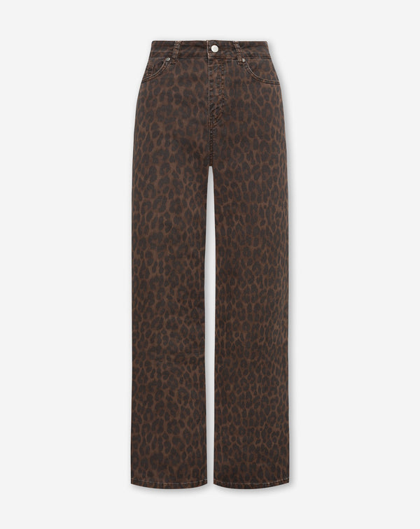 LEOPARD COMFORT WIDE LEG JEANS BRUIN