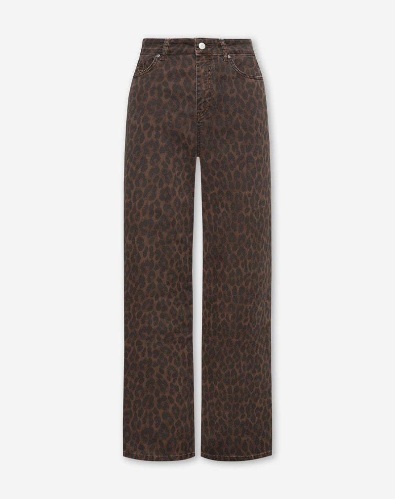 LEOPARD COMFORT WIDE LEG JEANS BROWN