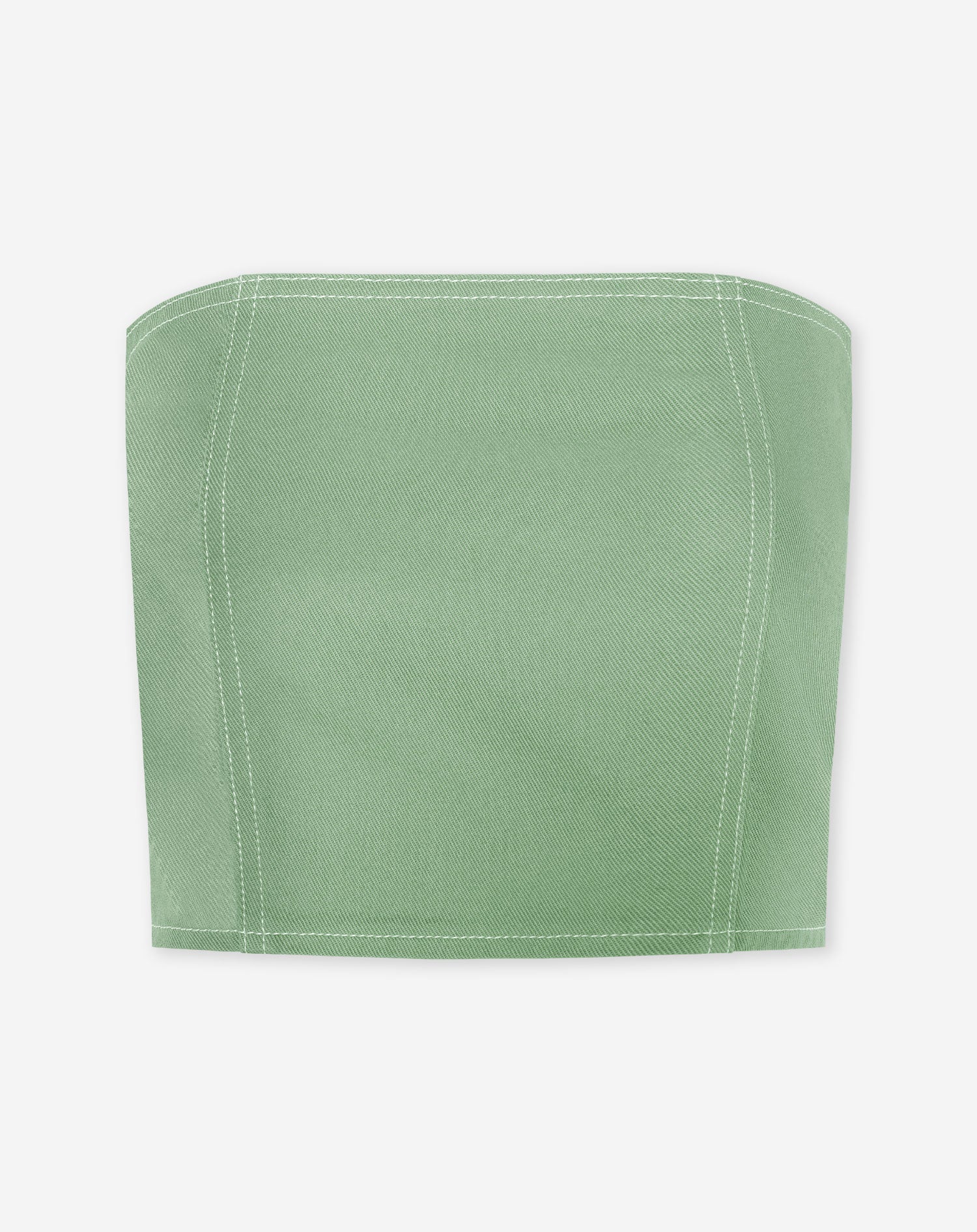 CONTRAST STITCHING CORSET TOP GREEN