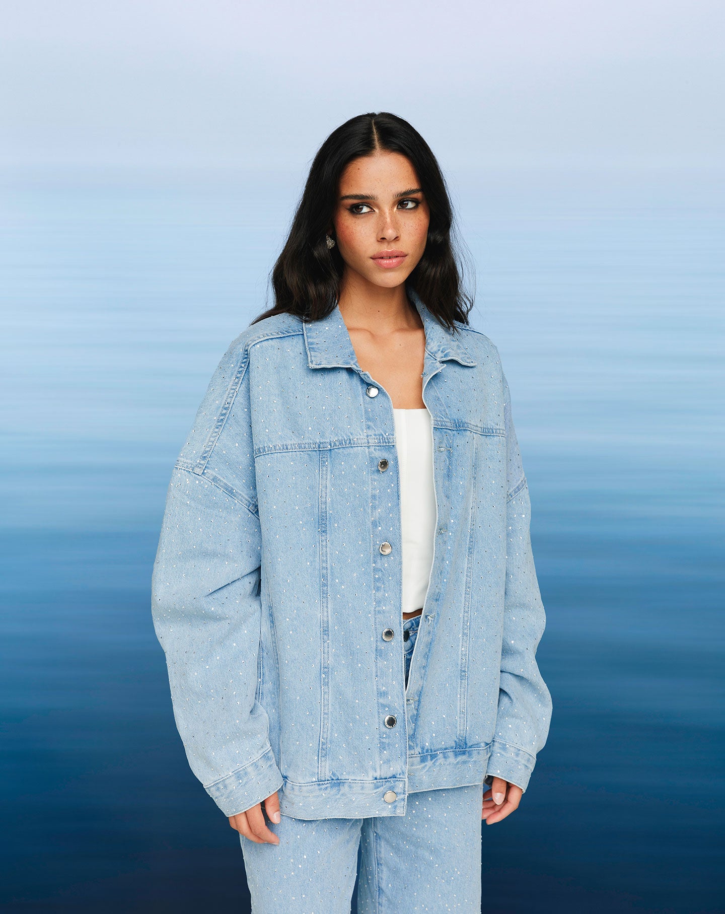 SMALL DIAMOND DENIM JACKET LIGHT BLUE