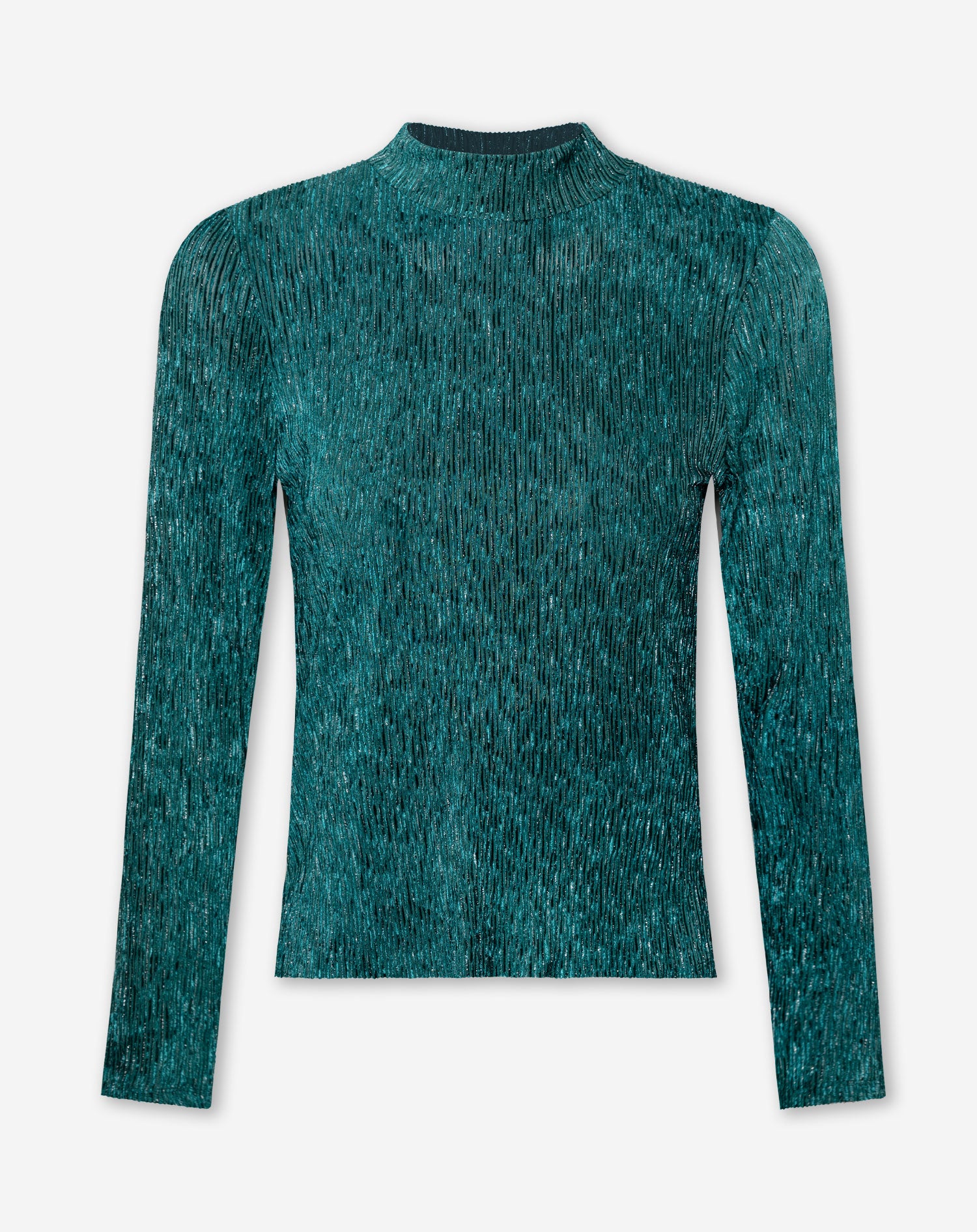 PLISSE LUREX COL TOP GROEN