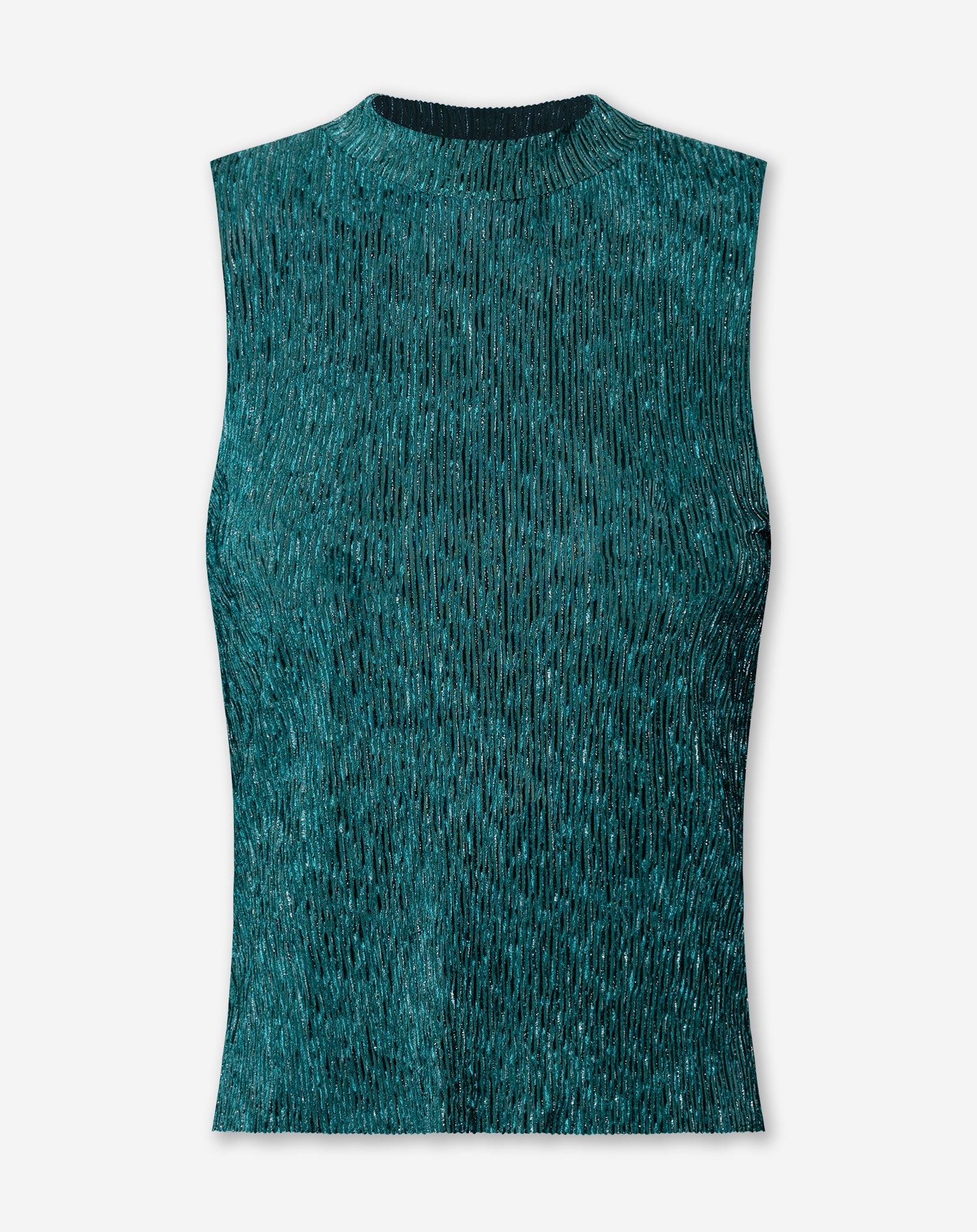 PLISSE LUREX SLEEVELESS TOP GROEN