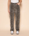 LEOPARD ALLOVER JEANS BEIGE