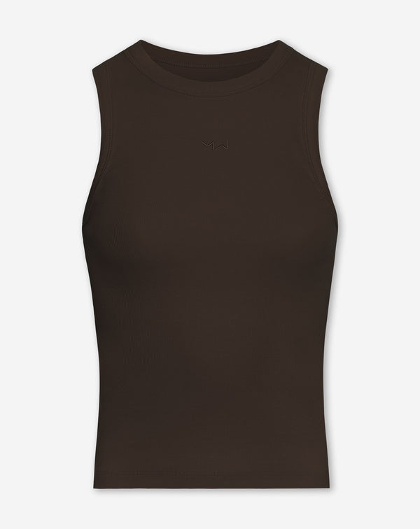 RACERBACK EMBROIDERY TOP DONKERBRUIN