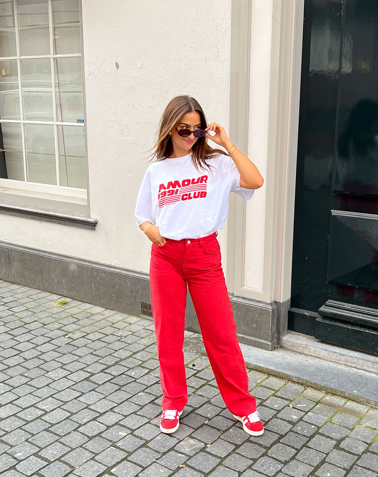 COLORED STRAIGHT LEG JEANS RED