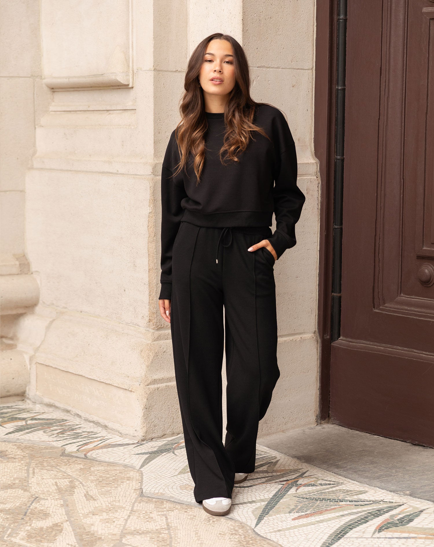 SCUBA PINTUCK PANTS TALL ZWART