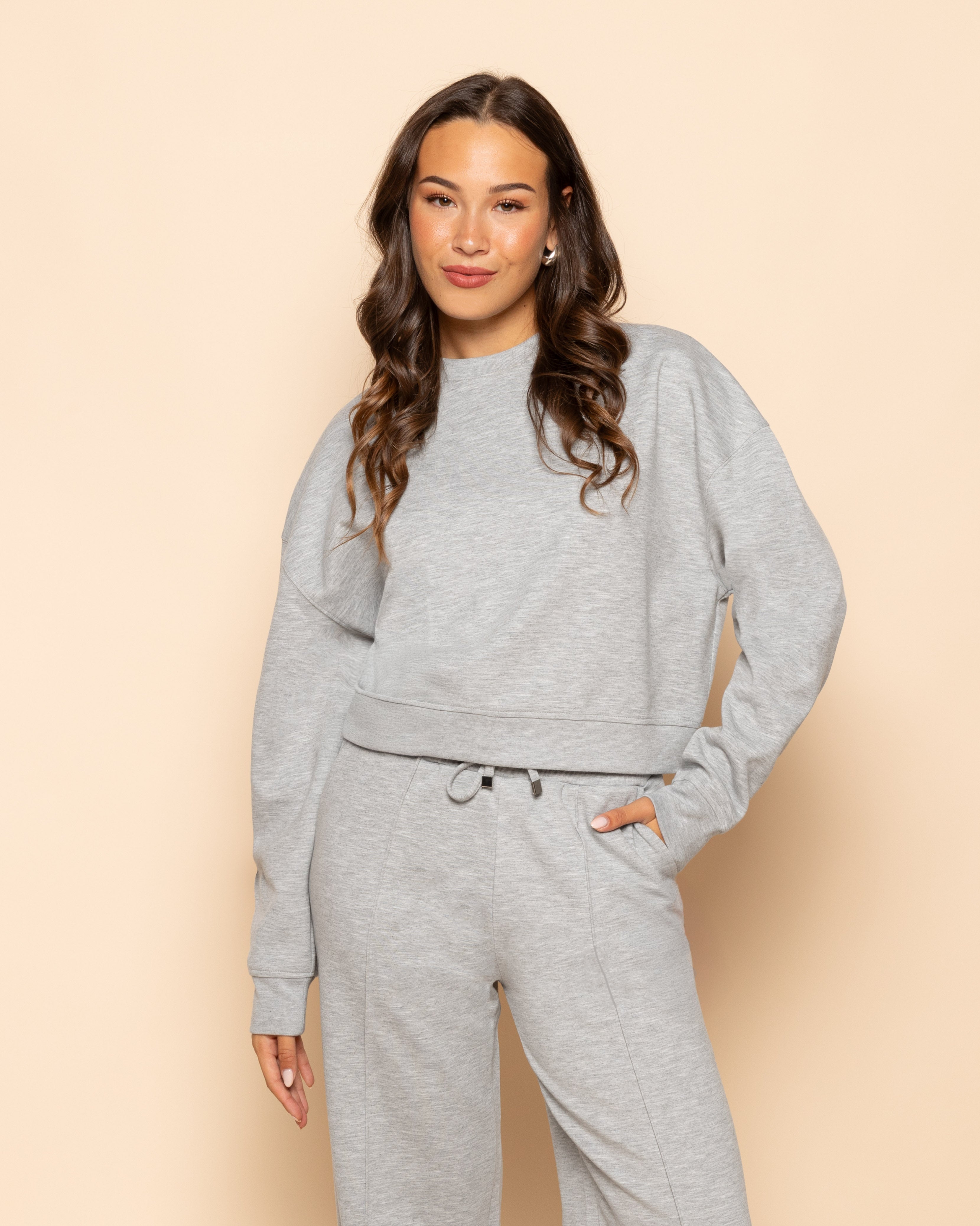 SCUBA CROPPED SWEATER LICHTGRIJS