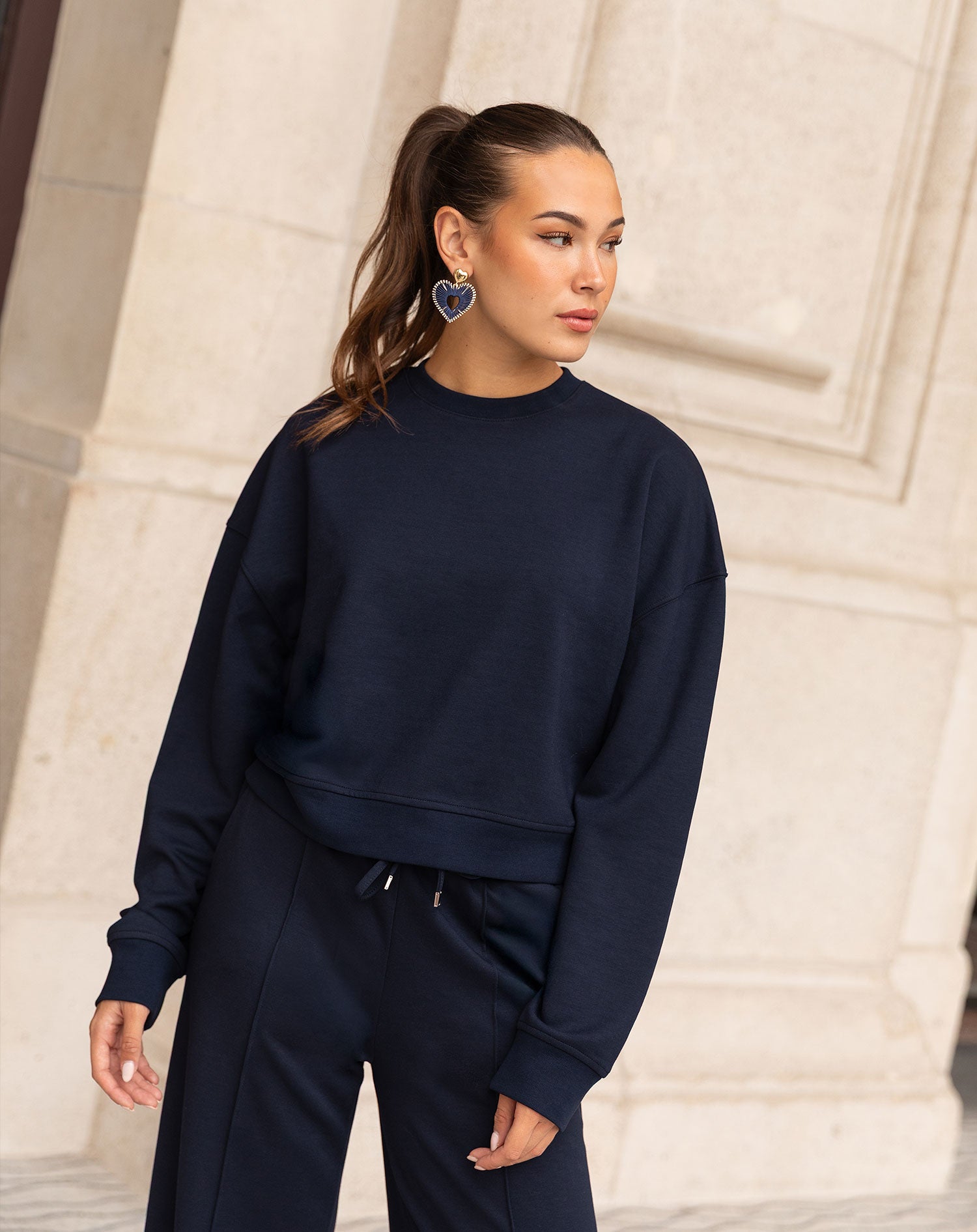 SCUBA CROPPED SWEATER MARINEBLAUW